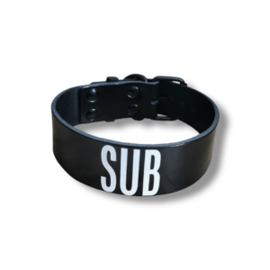 bdsm collar with sub text